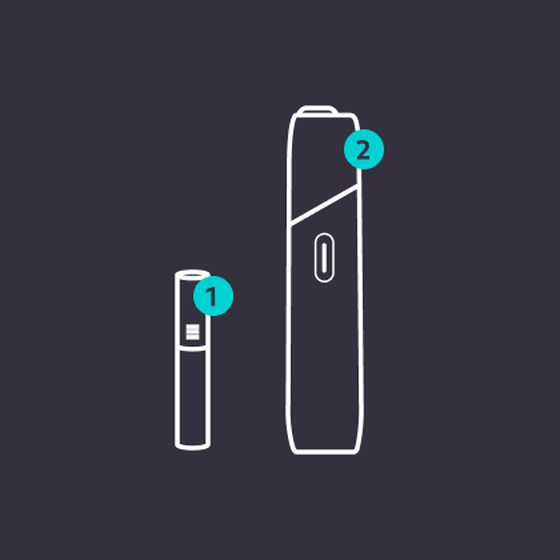 Stylized IQOS Originals ONE and HEETS Stick.	 	 	 	