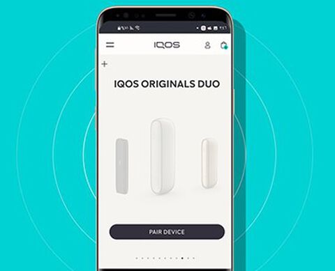 The IQOS app on a mobile phone screen.