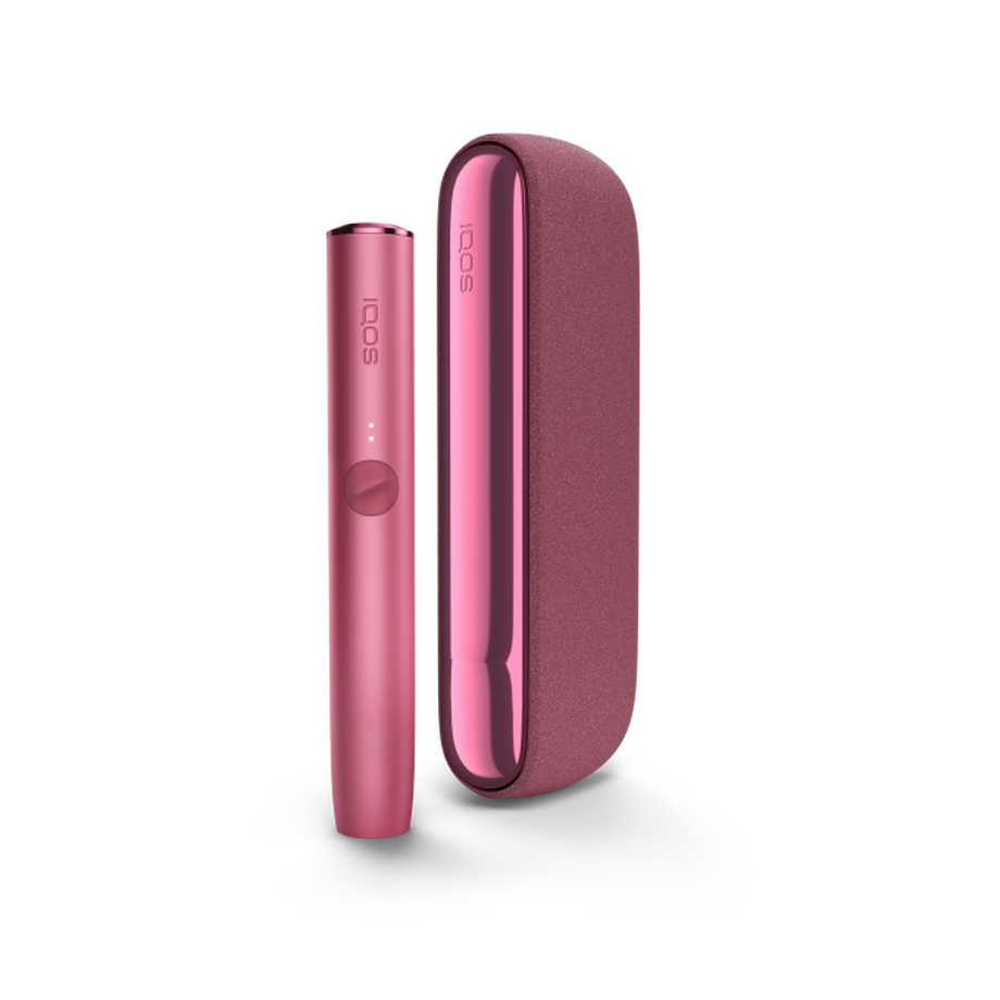 جهاز IQOS ILUMA وشاحن جيب باللون أحمر 