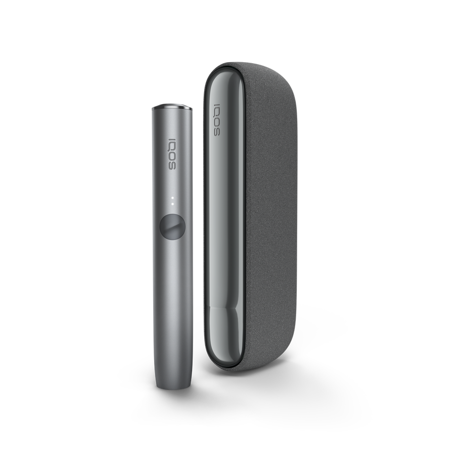 جهاز IQOS ILUMA وشاحن جيب باللون رمادي
