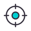Target icon with a turquoise center point.