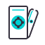 Smartphone icon with a turquoise target symbol on the screen