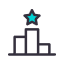 Podium icon with a turquoise star on top.