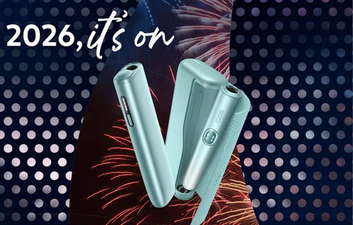 Futuristic teal light pattern with a glowing IQOS ILUMA I device outline in the center.